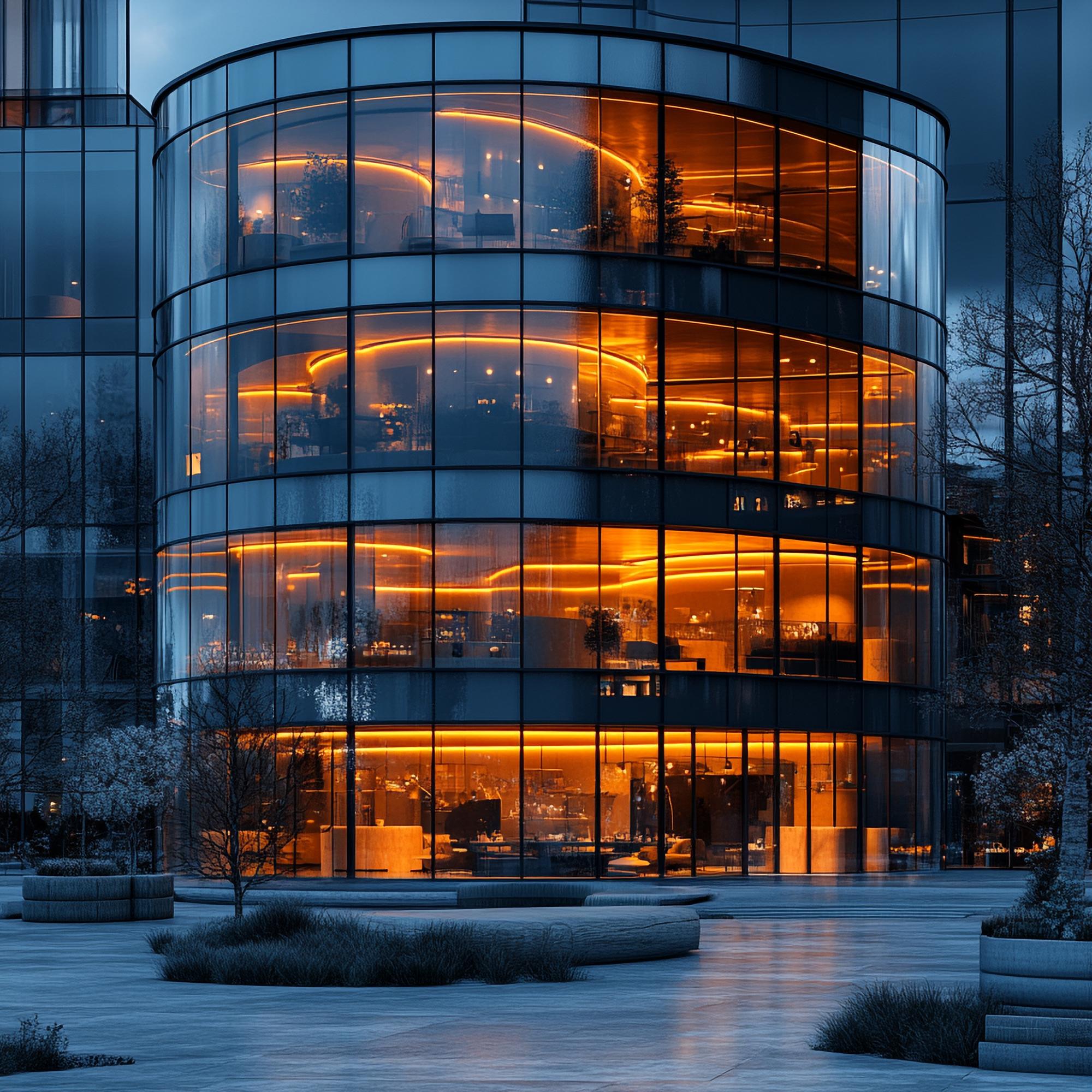 Exterior modern building with glass facades