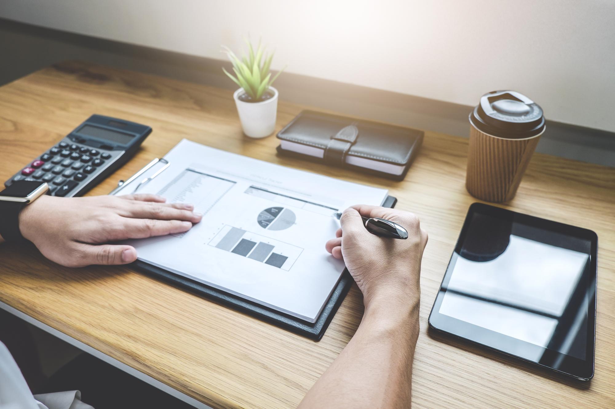 Workspace with pricing documents